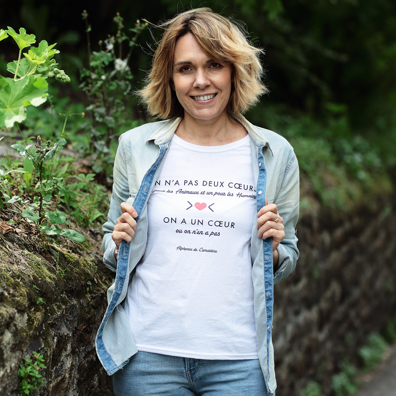 T-shirt en coton bio made in France Citation "On n'a pas deux cœurs"